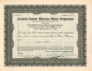 National Boston Montana Mines Corporation - Bond